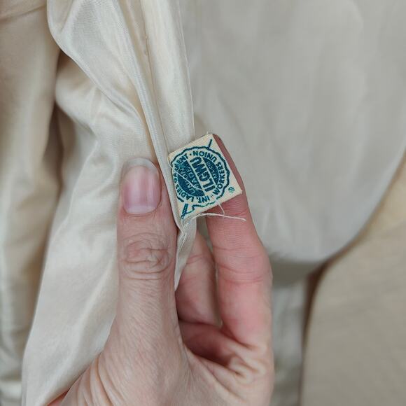 Vintage Robinsons Pea Coat Womens Small Cream Textured Knit 50s 60s Retro Mod - Picture 10 of 11